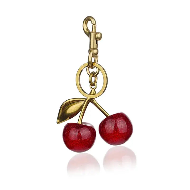 Crystal Cherry Charm Bag Pendant Keychain Lightweight High Grade Metal Accessory For Women