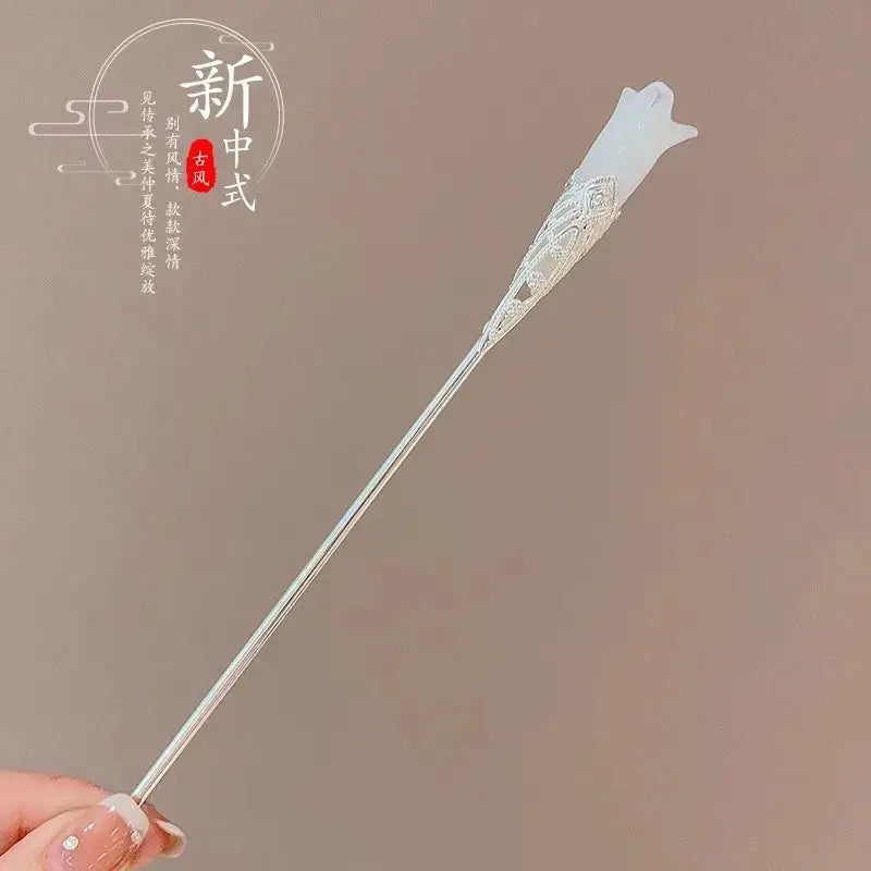 Elegant Chinese Style Romantic Enameled Flower Tassel Hair Clip Alloy Jewelry Hairpin For Women Fashion Accessory