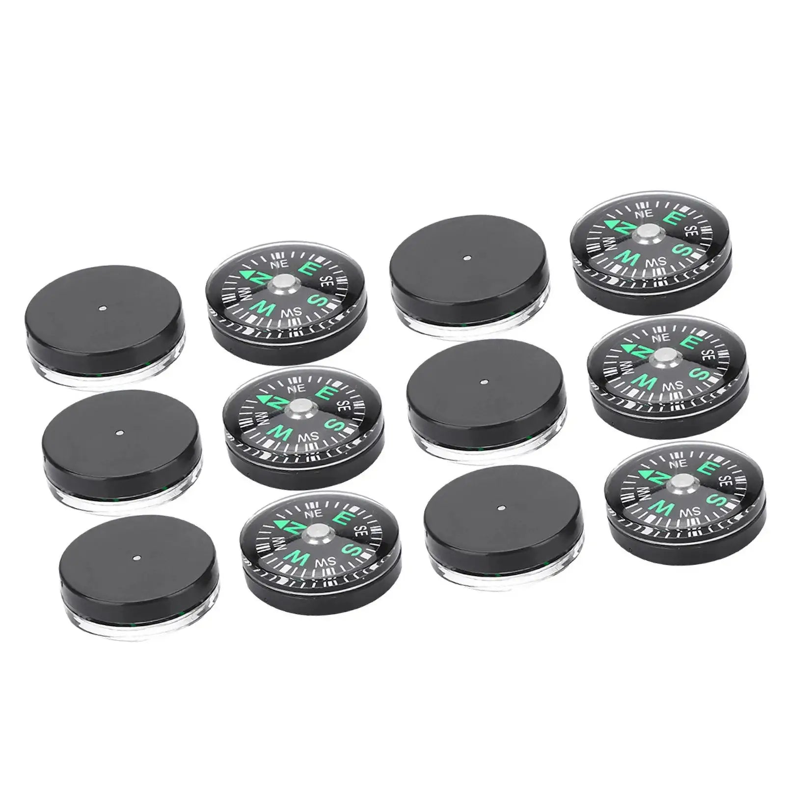 New 12 Piece 20mm Mini Pocket Oil Filled Compass Set for Hiking Camping Outdoor Survival Accessories Multi Tools