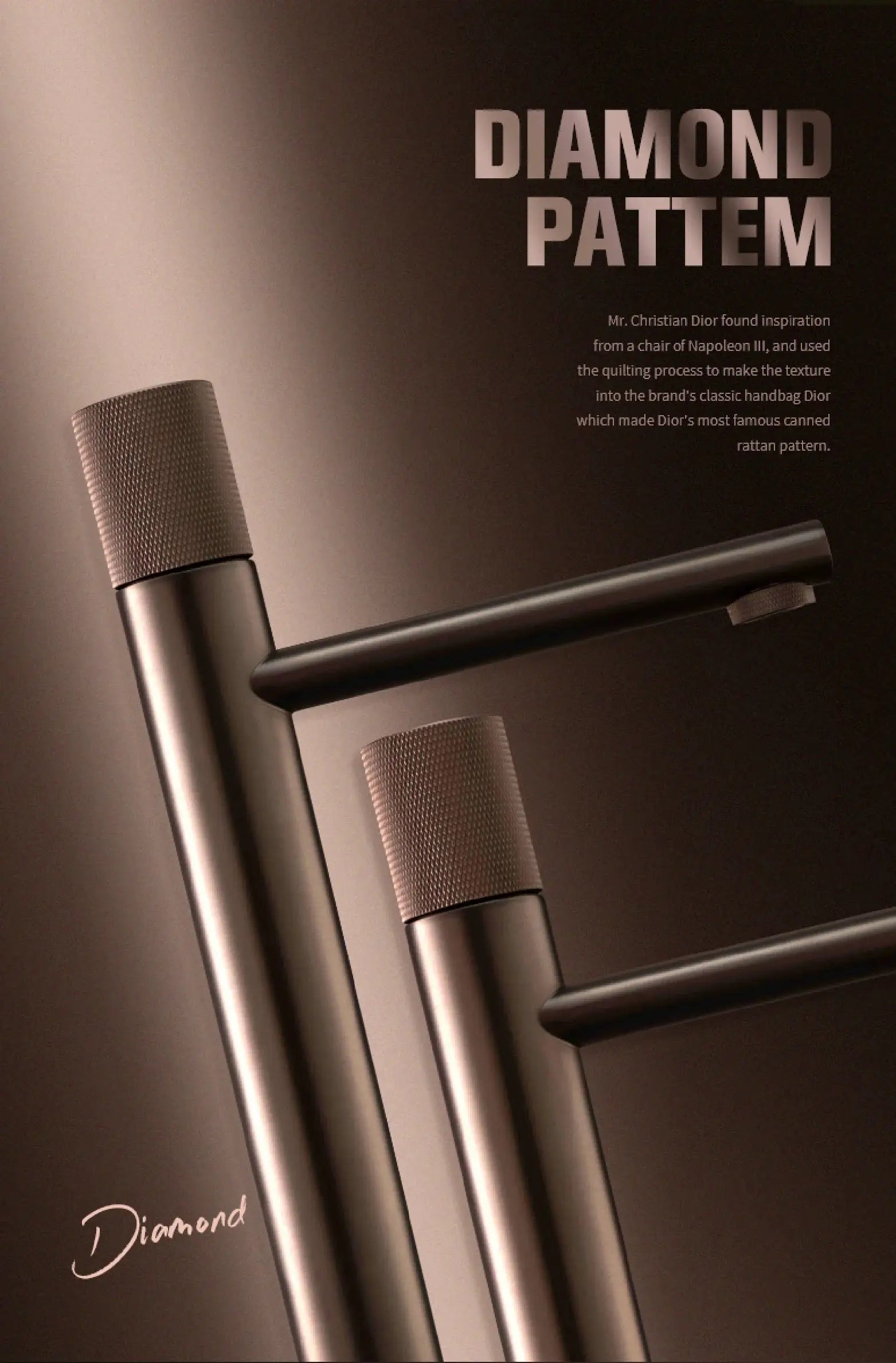 Simples Market brass-black bathroom faucet with cylindrical body and knurled handles