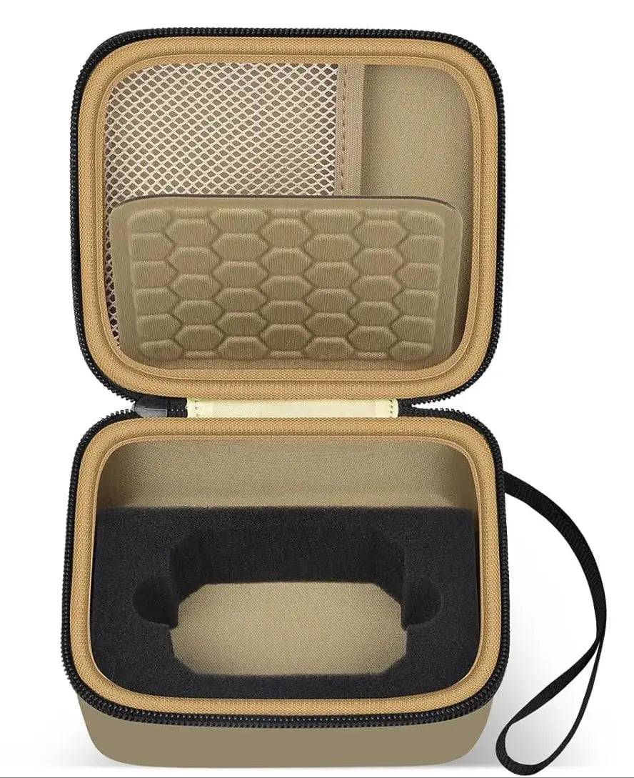 Storage case for Garmin Xero C1 Pro/C2 Chronograph by Simples Market; tan EVA shell with foam interior