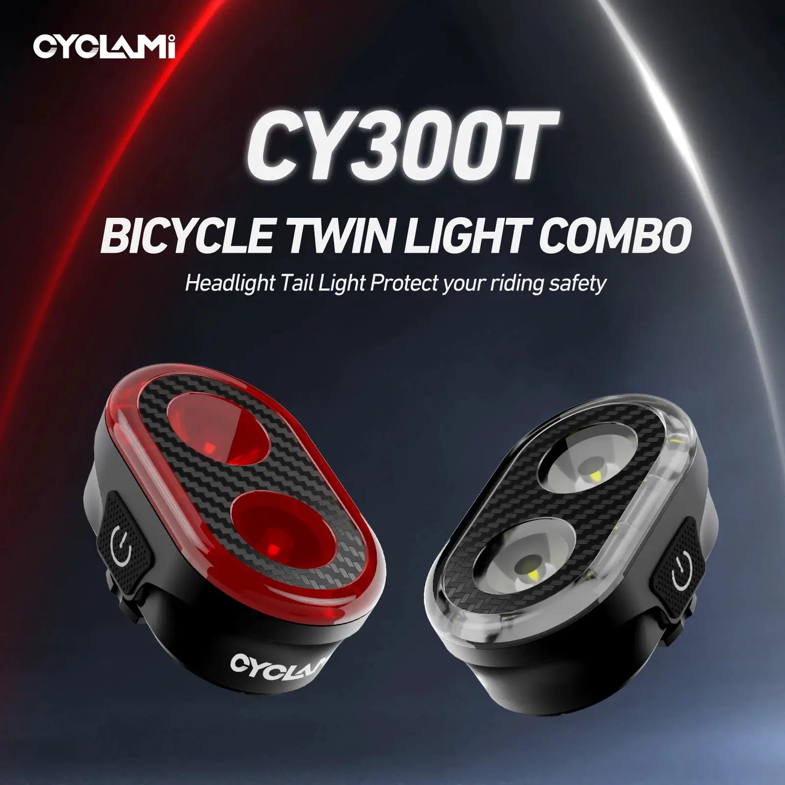 CYCLAMI CY300T Smart Brake Sensing Front And Rear Light Waterproof MTB And Road Bike Lighting Set