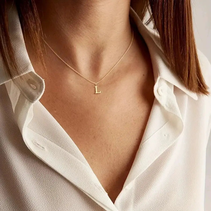 A Z Initial Necklace 18K Gold Plated Stainless Steel Letter Necklace for Women Personalized Gift
