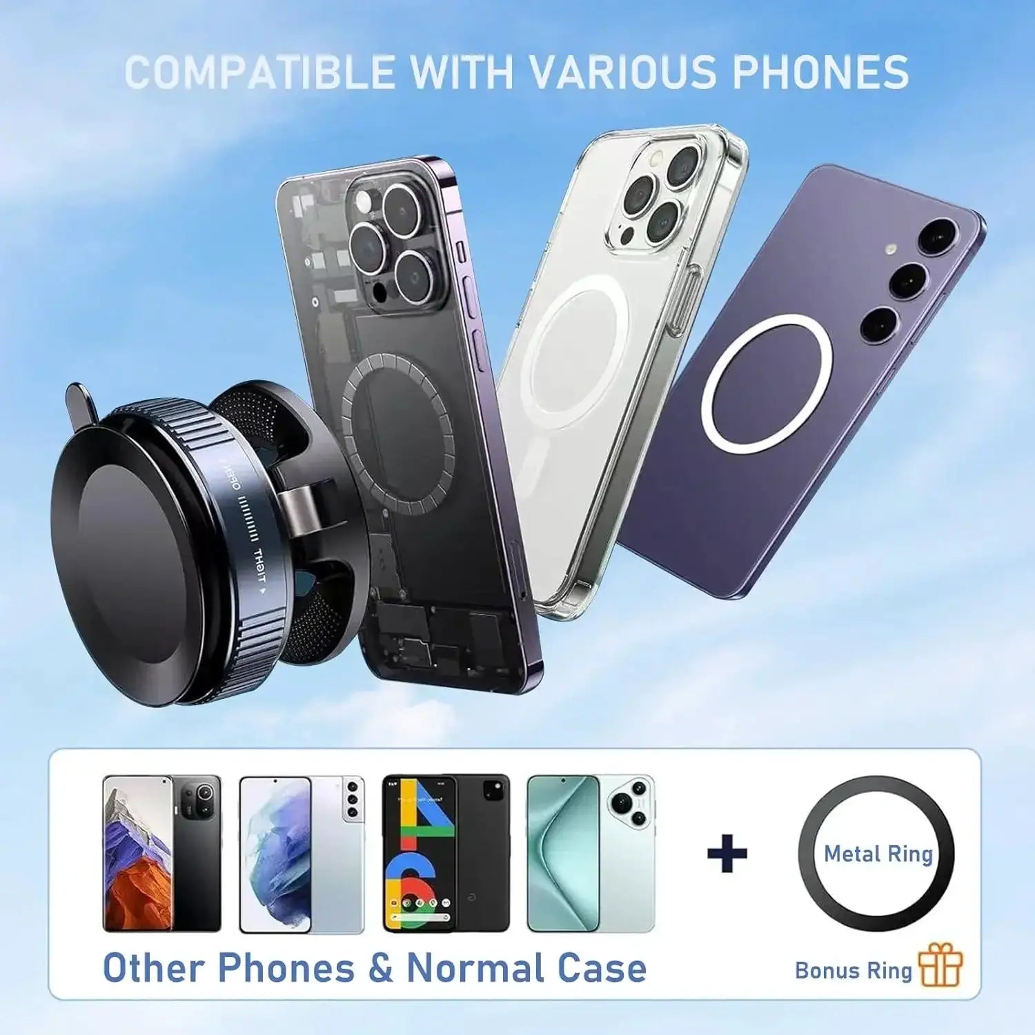 360 Degree Rotating Vacuum Car Phone Holder Magnetic Dashboard Mount