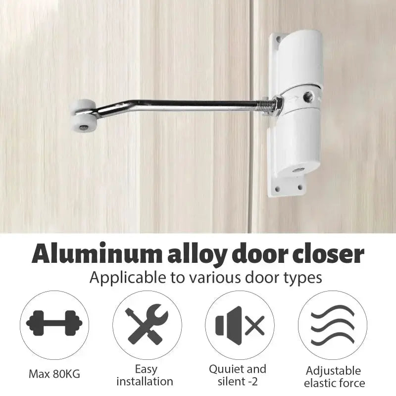 180 Degree Automatic Door Closer by Simples Market, aluminum alloy, heavy-duty metal with adjustable force
