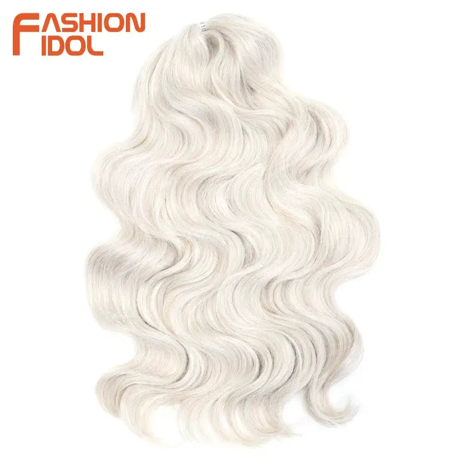 Fashion Idol soft body wave crochet hair 24in, 3pcs synthetic ombre blonde extensions