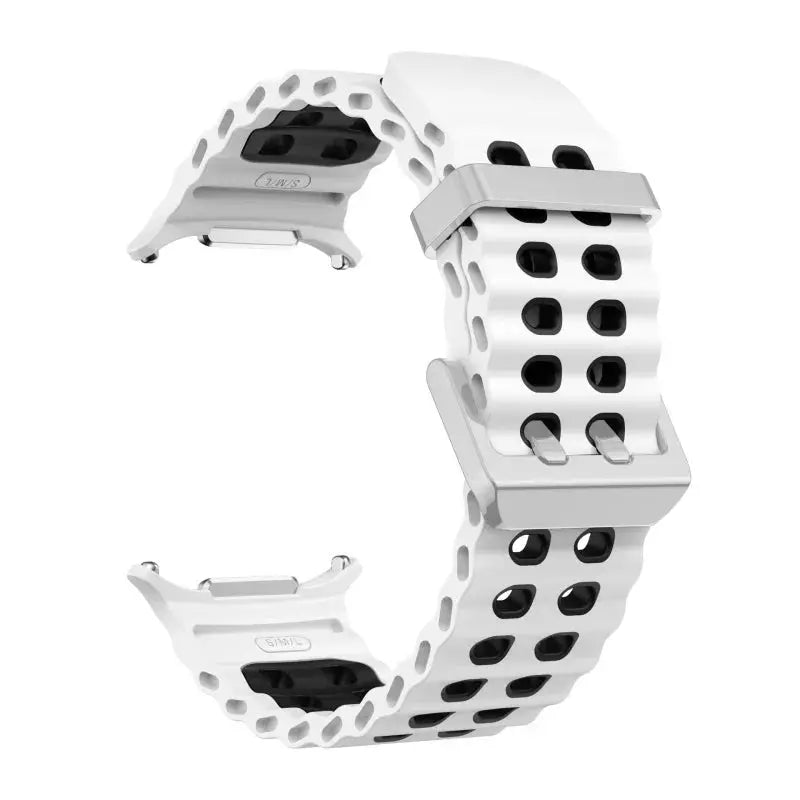 Marine Band silicone strap for Samsung Galaxy Watch Ultra 47mm, white perforated bracelet by Simples Market.