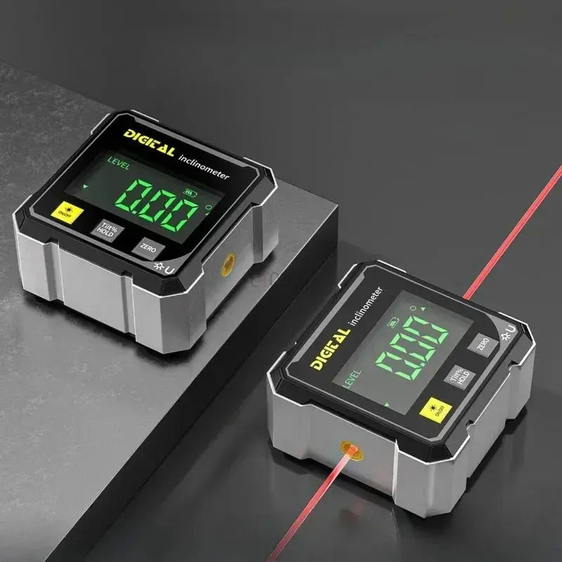 Pocket Digital Level Protractor Inclinometer Magnetic Base Dual Laser Lines 360 Degree Digital Angle Gauge