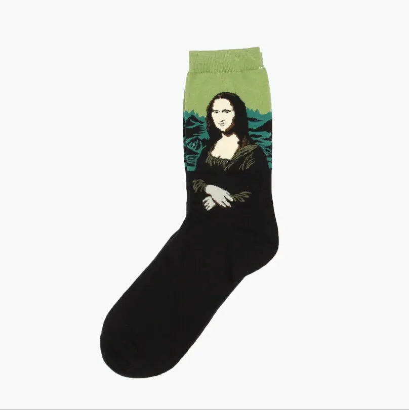 Van Gogh Mural Inspired Retro Men Socks 1 Pair Autumn Winter World Famous Oil Painting Series Funny Socks
