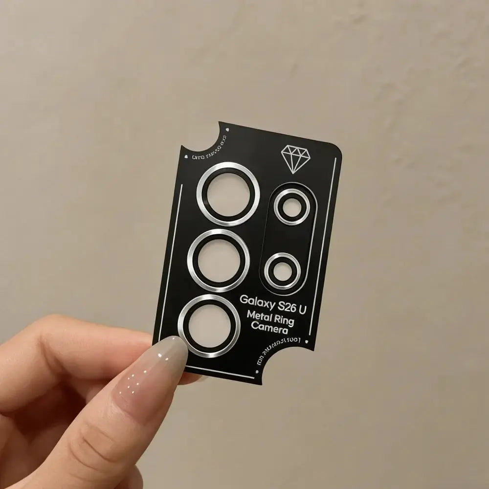 Camera lens ring set for Samsung Galaxy S26 Ultra; five silver metal rings by Simples Market