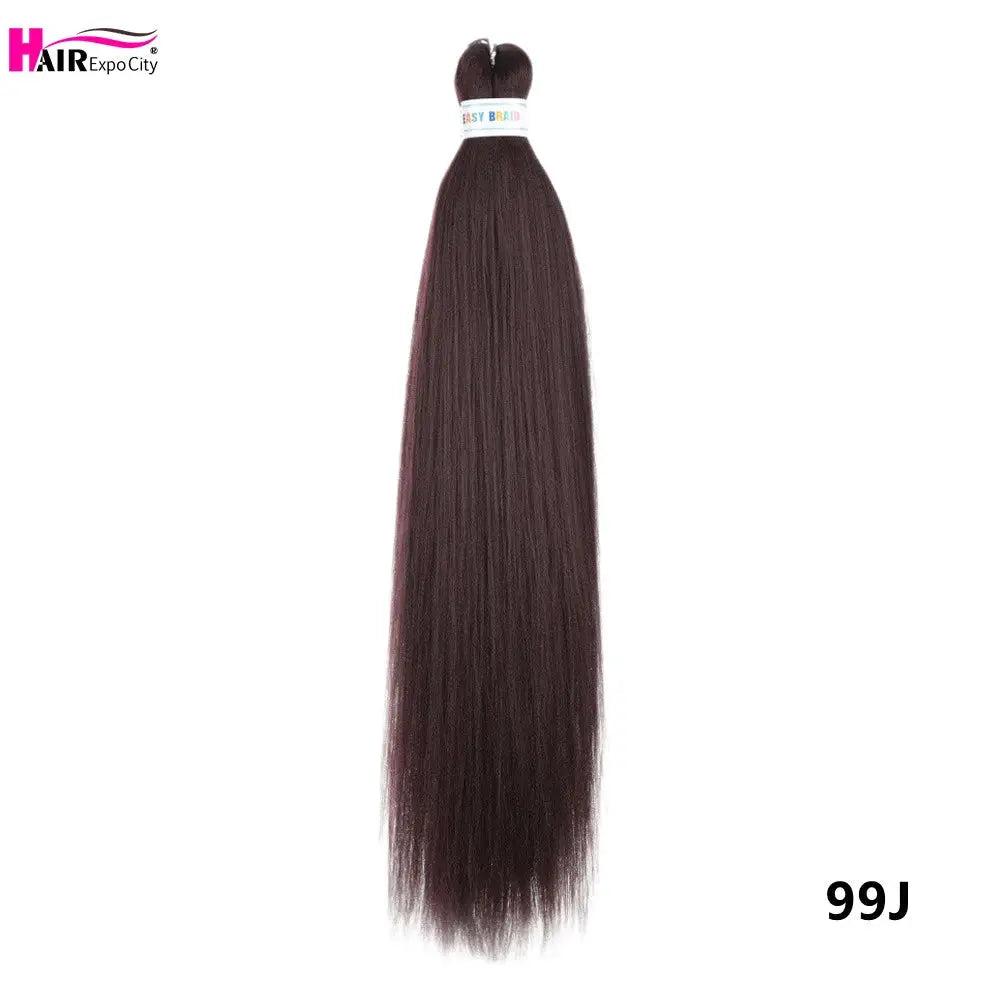 Easy Braids 26in synthetic jumbo braids hair extensions in 99J ombre burgundy, HAIR Expo City logo