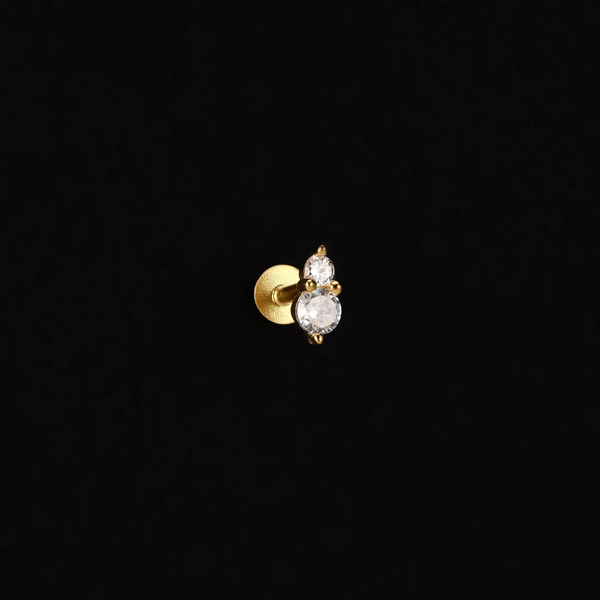 AIDE heart round ball flat helix piercing earring, gold-tone with clear cubic zirconia stones