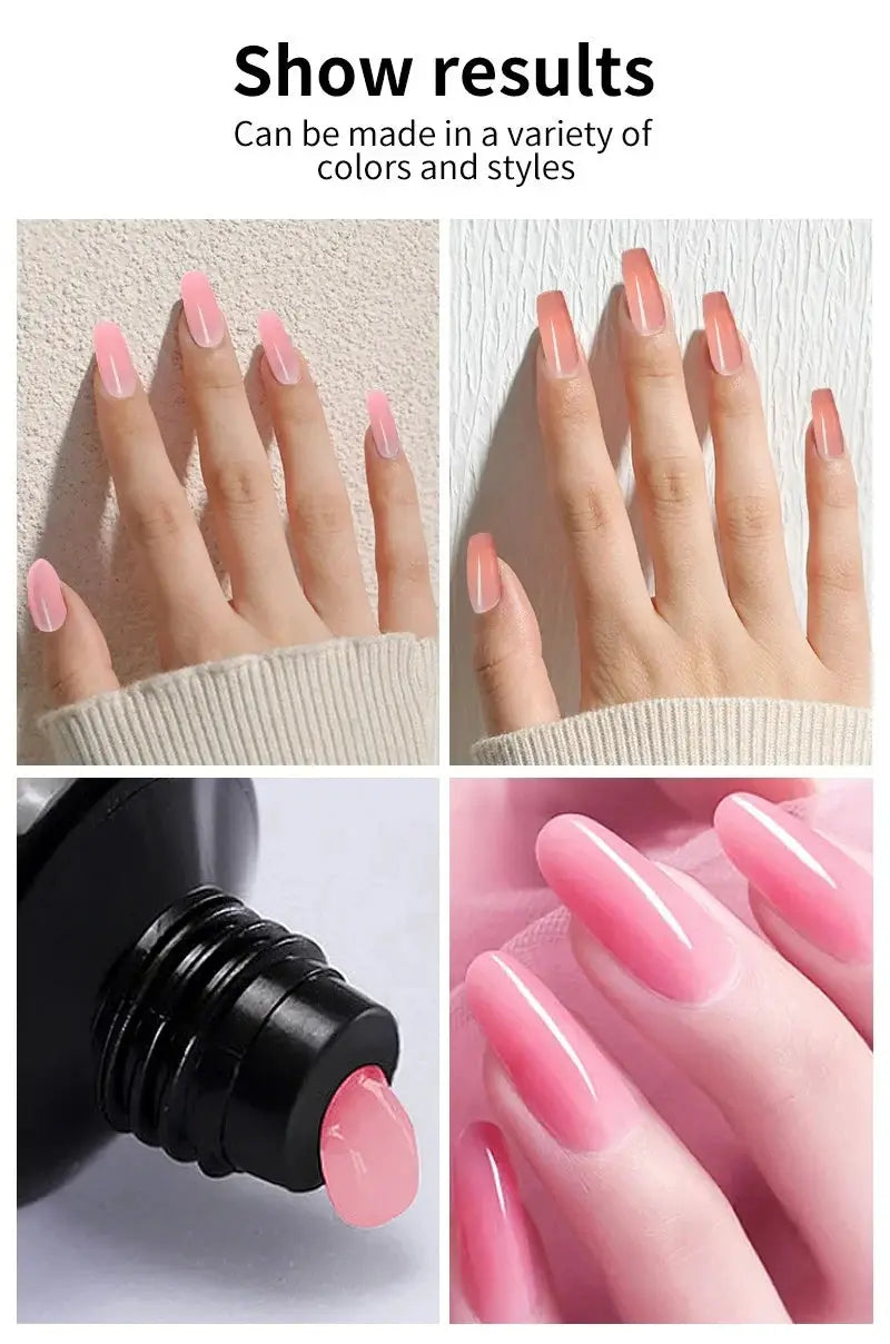 Gel nail polish kit with pink gel shades and glossy manicures