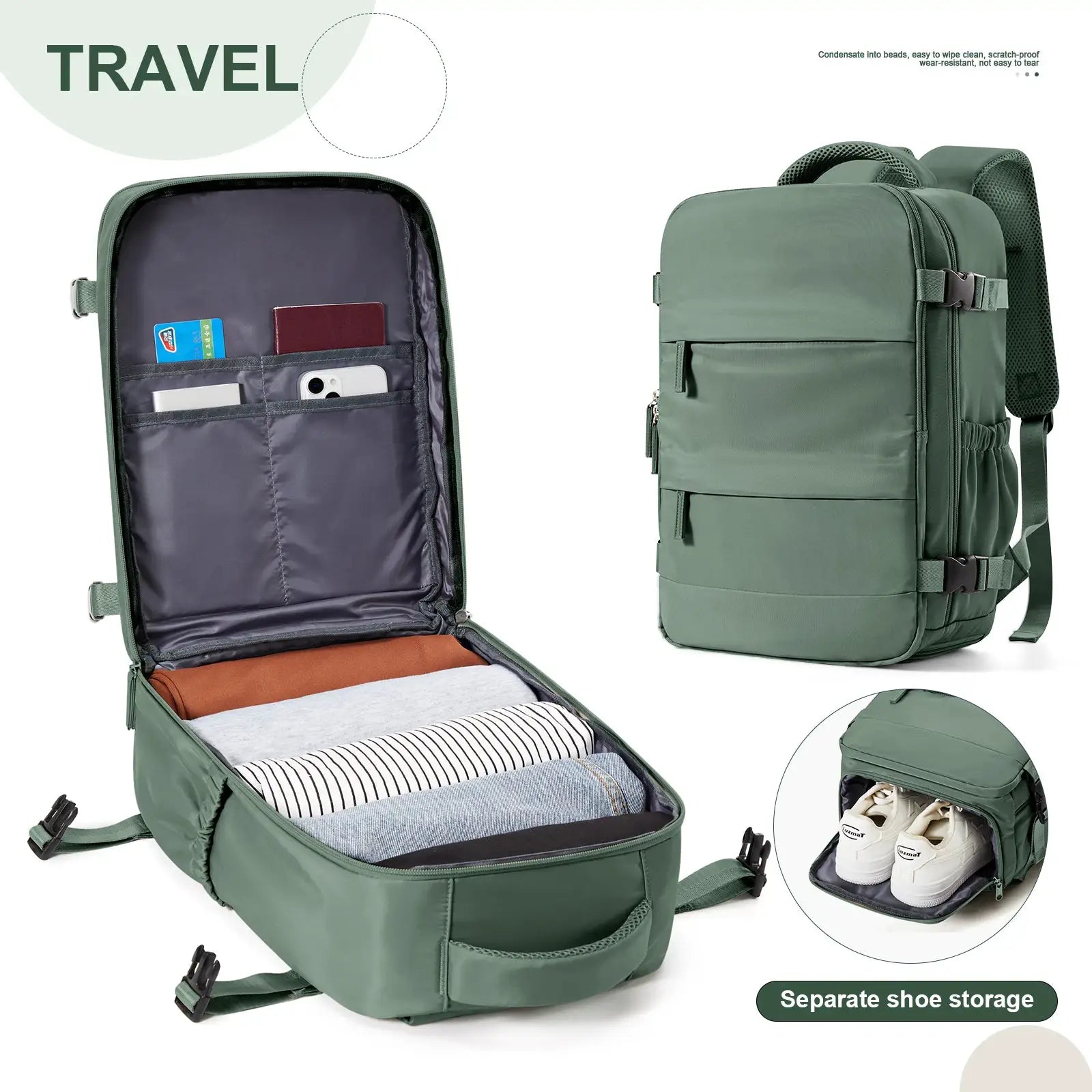 Ryanair Cabin Backpack 40x20x25 Travel Laptop Backpack for Men and Women with 180 Degree Opening