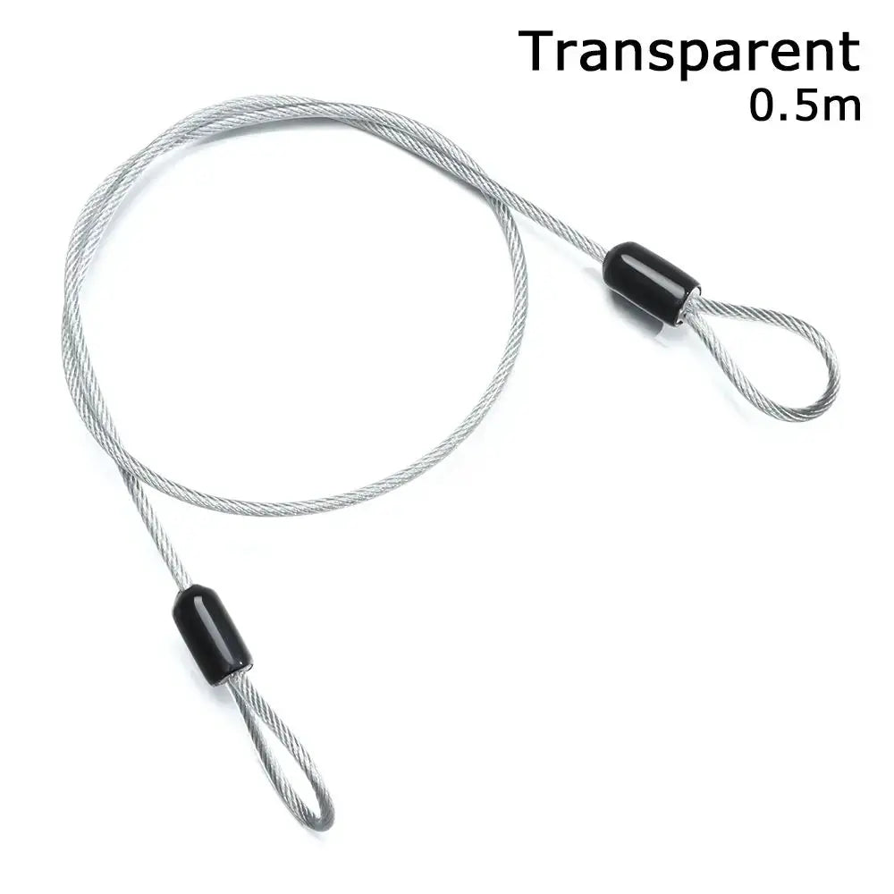 Bicycle lock cable, stainless steel braided wire with loop ends, 0.5m length