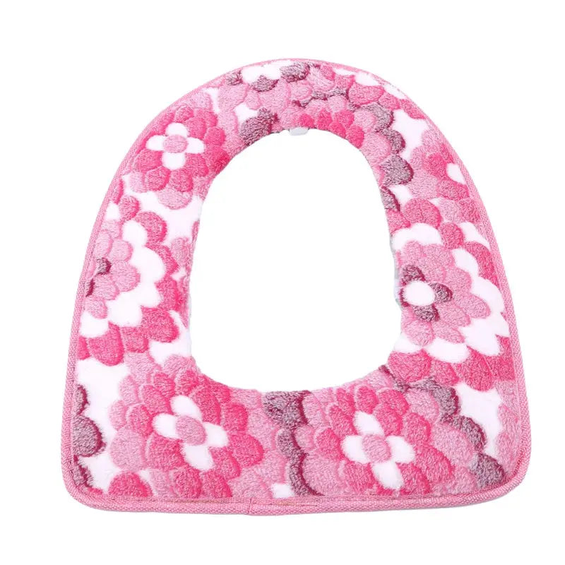 Plush pink floral toilet seat cover with random-color back cushion, Simples Market