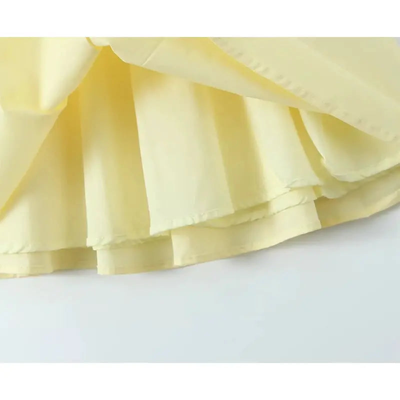 Yenkye Sexy Elegant Fishbone Waist Mini Dress Yellow Lace Up Back