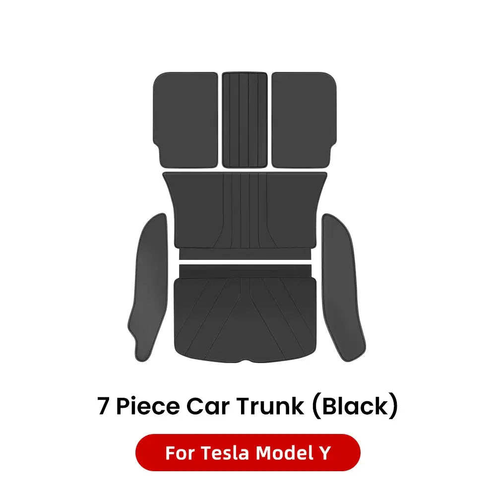 7-piece black car trunk mat set for Tesla Model Y by Simples Market