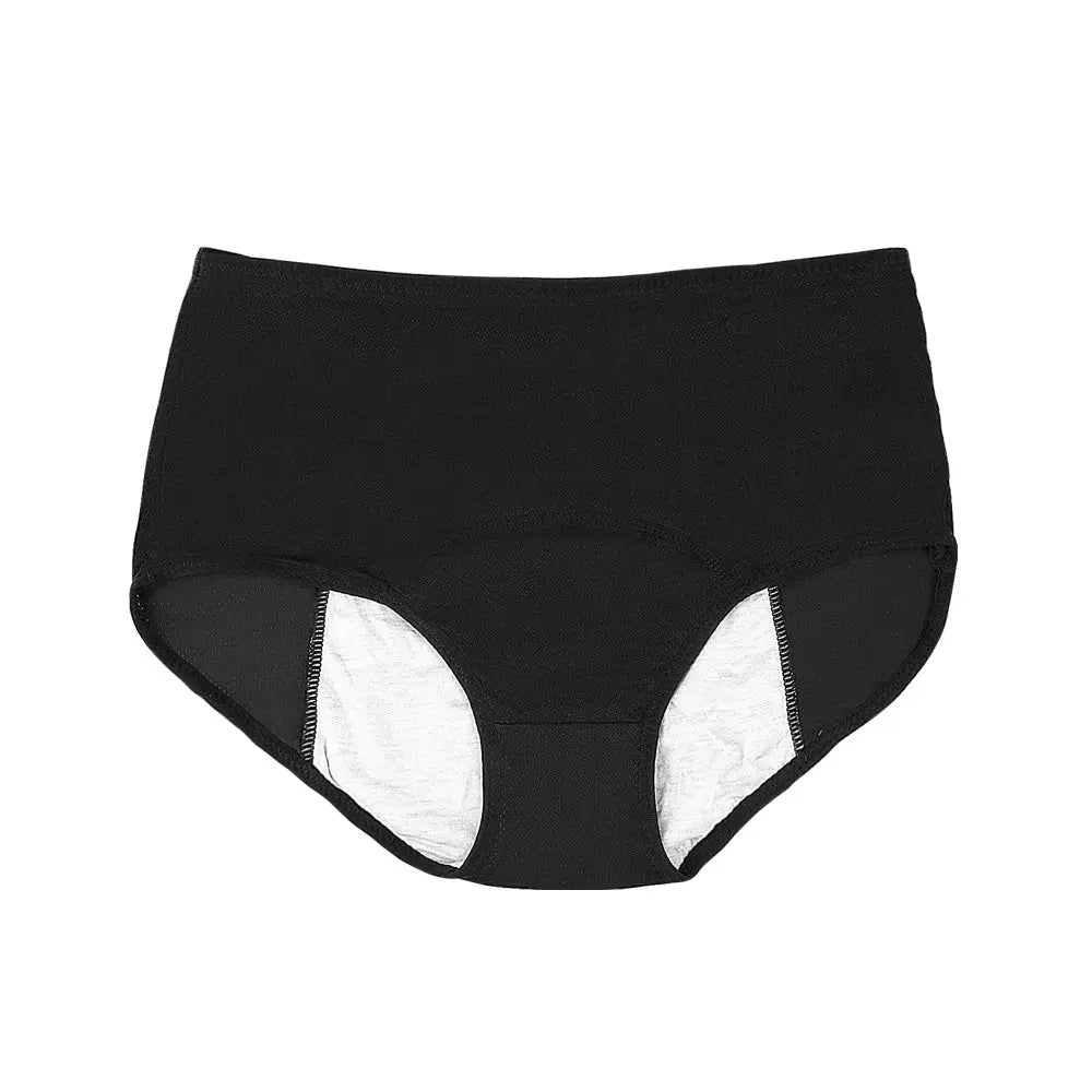 Black high-waist menstrual panties for women with leak-proof lining