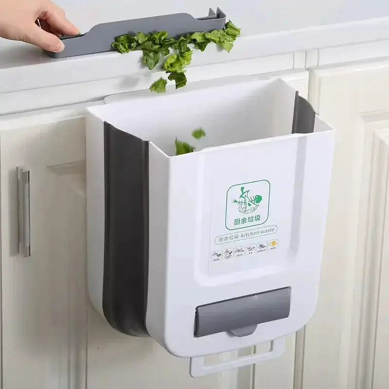 Folding Trash Can Kitchen Wall Mounted And Cabinet Door Mounted Space Saving Trash Bin For Kitchen And Vehicle