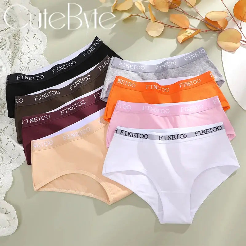 Women's cotton briefs in assorted colors by Finetoo, breathable stretchy underwear from Simples Market