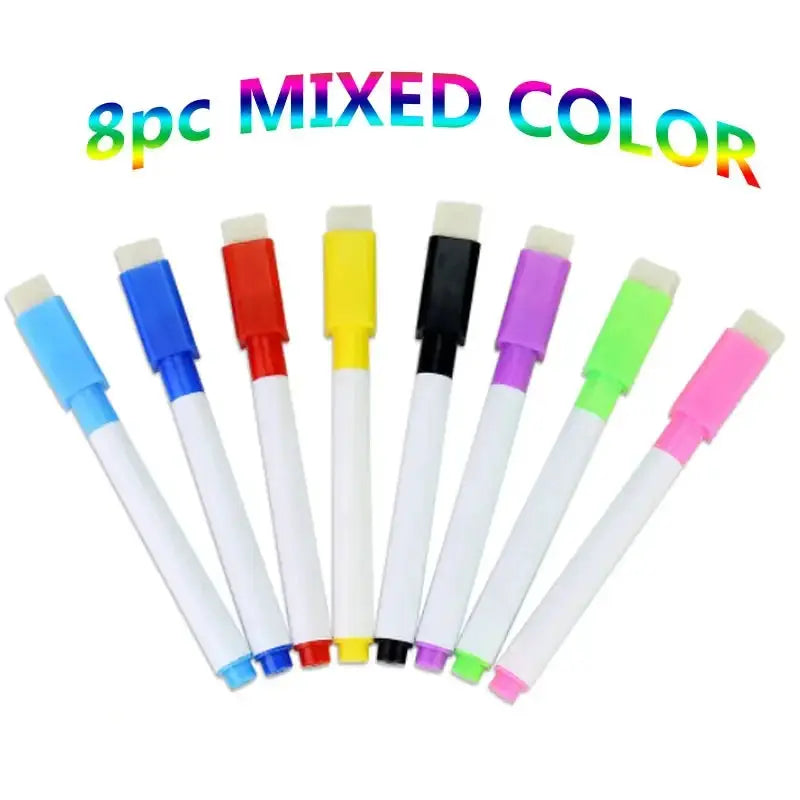 8pc magnetic colorful whiteboard markers with built-in erasers by Simples Market