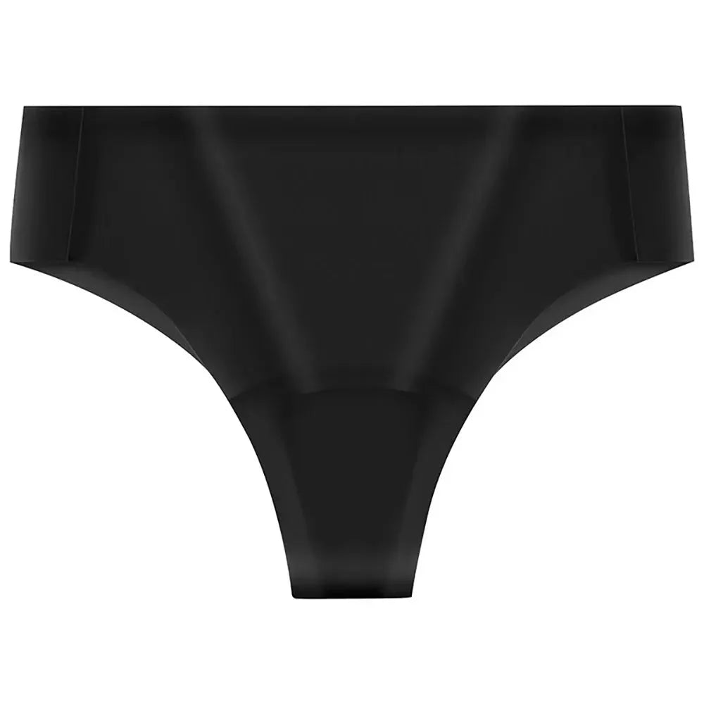 Black seamless anti-cameltoe thong underwear by Simples Market no-show under leggings