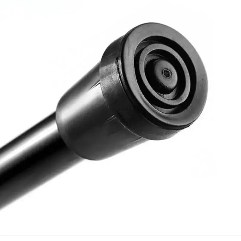 Telescopic walking stick trekking pole tip with rubber ferrule, black aluminum alloy construction