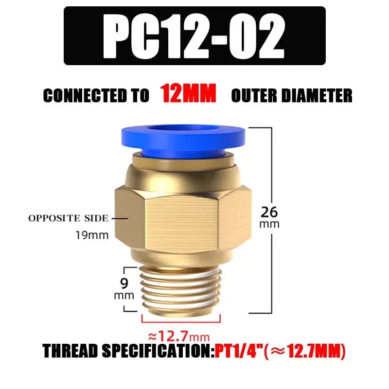 Pneumatic Fitting Air Connector Set PC4 PC6 PC8 PC10 PC12 Quick Connectors For 4 6 8 10 12 Mm Hose Fittings Inch Thread