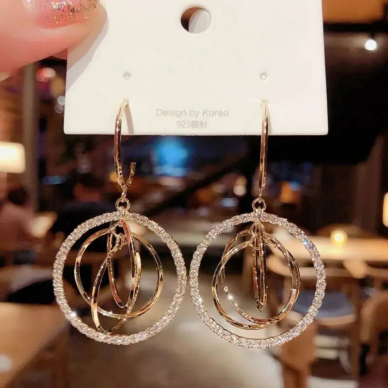 2022 New Trend Simulation Pearl Long Earrings With Flower Rhinestone Pendant For Women Wedding Korean Jewelry