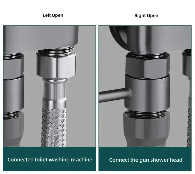 Toilet bidet sprayer set with chrome finish and braided stainless steel hose, dual-outlet angle valve