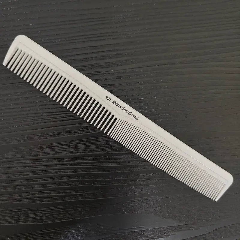 Professional white anti-static plastic hair cutting comb with flat head and fine teeth