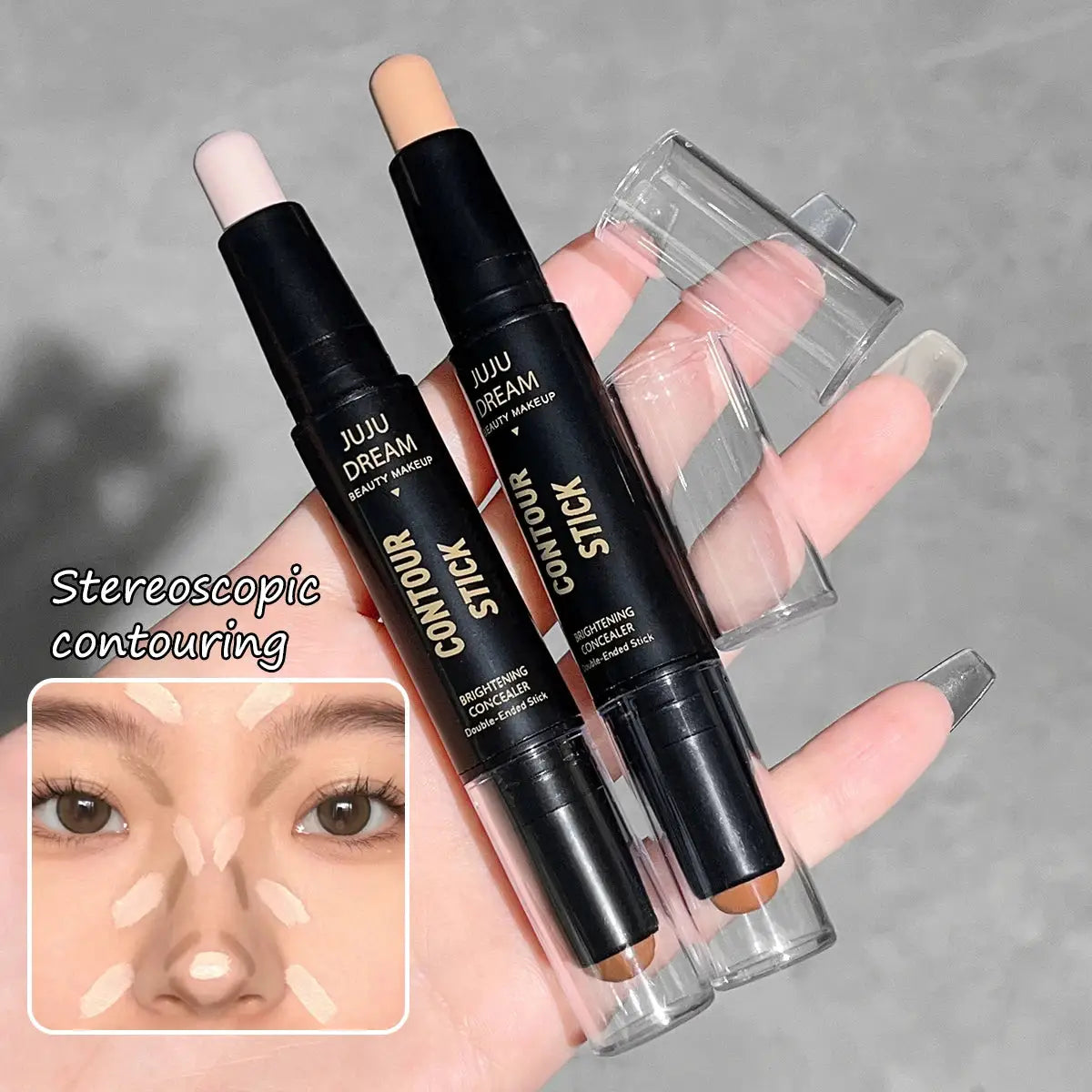 LuminaGlow Dual Ended Contour Stick All In One Foundation Concealer Bronzer And Highlighter For Lasting Definition