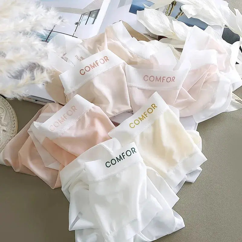 Women seamless ice-silk panties, quick-dry briefs in assorted pastel colors, 12-pack by Simples Market