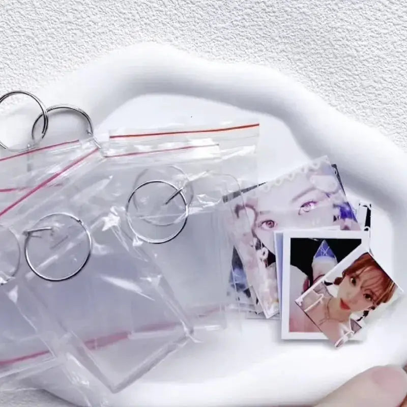Transparent Rectangle Acrylic Photo Frame Keychain with Blank Insert for Photos DIY Split Ring Key Ring 2035
