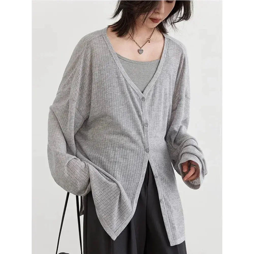 SunSafe Women's Lightweight V Neck Long Sleeve Cardigan Top Sun Protective Versatile Spring To Autumn Outfit