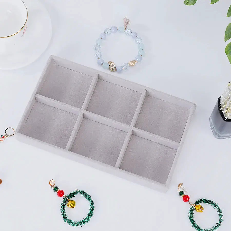 Flocking Jewelry Box Tray Velvet Interior With Wooden Base For All Kinds Of Jewelry Storage