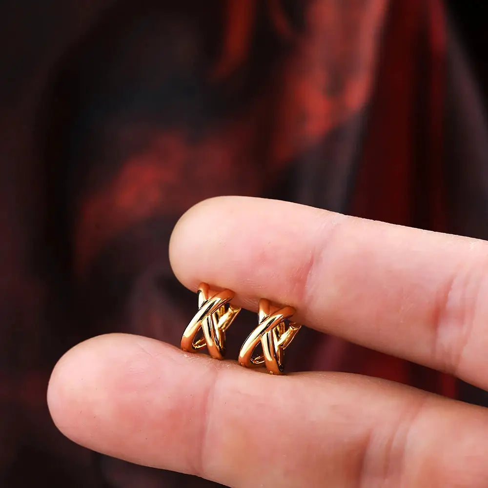 Crisscross Gold Silver Tiny Huggie Hoop Earrings For Women Mini Geometric Cartilage Piercing Punk Jewelry