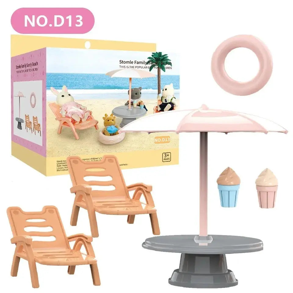 Dollhouse Furniture Set For Bathroom Kitchen Laundry With Fridge And Washing Machine Miniature Pretend Play Toys