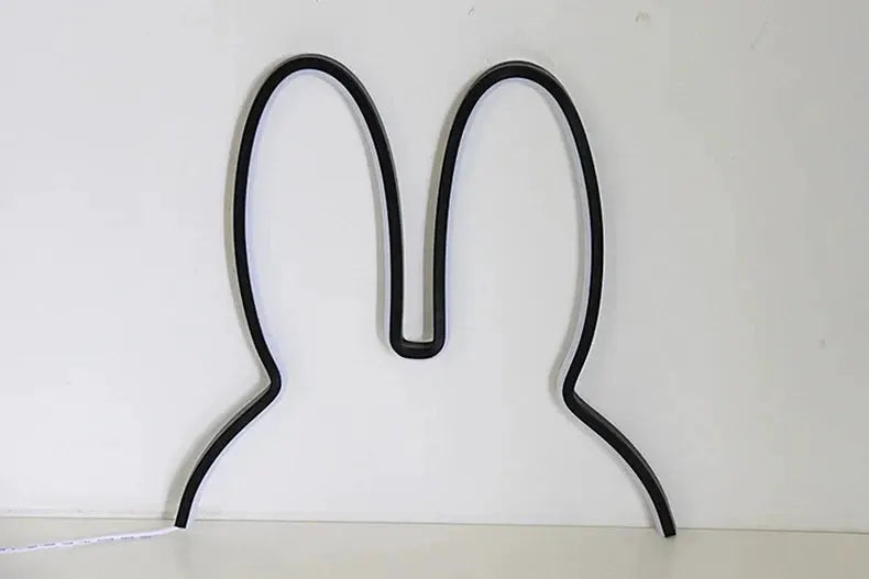 Rabbit-shaped LED night light with black frame, USB powered desk lamp by Simples Market