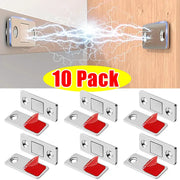 Magnetic cabinet catches, 10-pack; ultra-thin silver metal door magnets for kitchen and closet doors