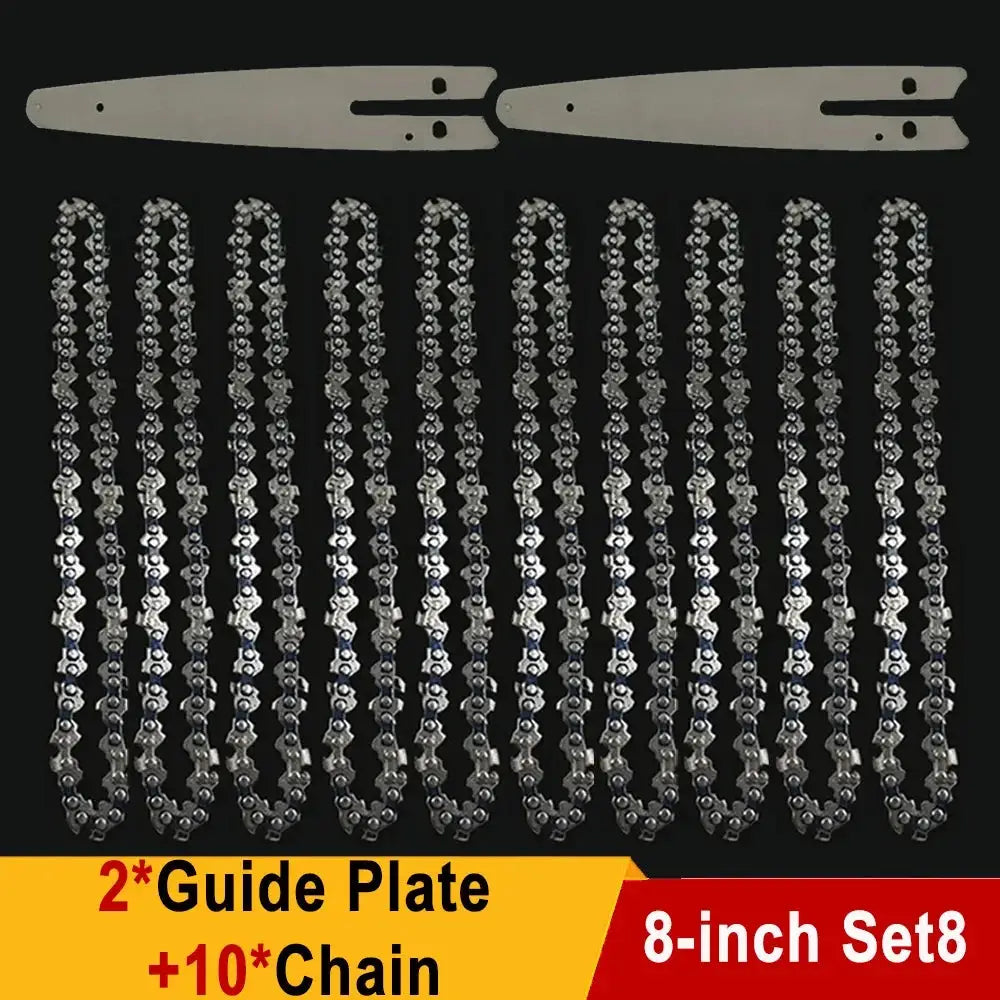 8 Inch Electric Chainsaw Bar Replacement One Quarter Inch Pitch With 22 Knives And 45 Link Chain For Garden Tools