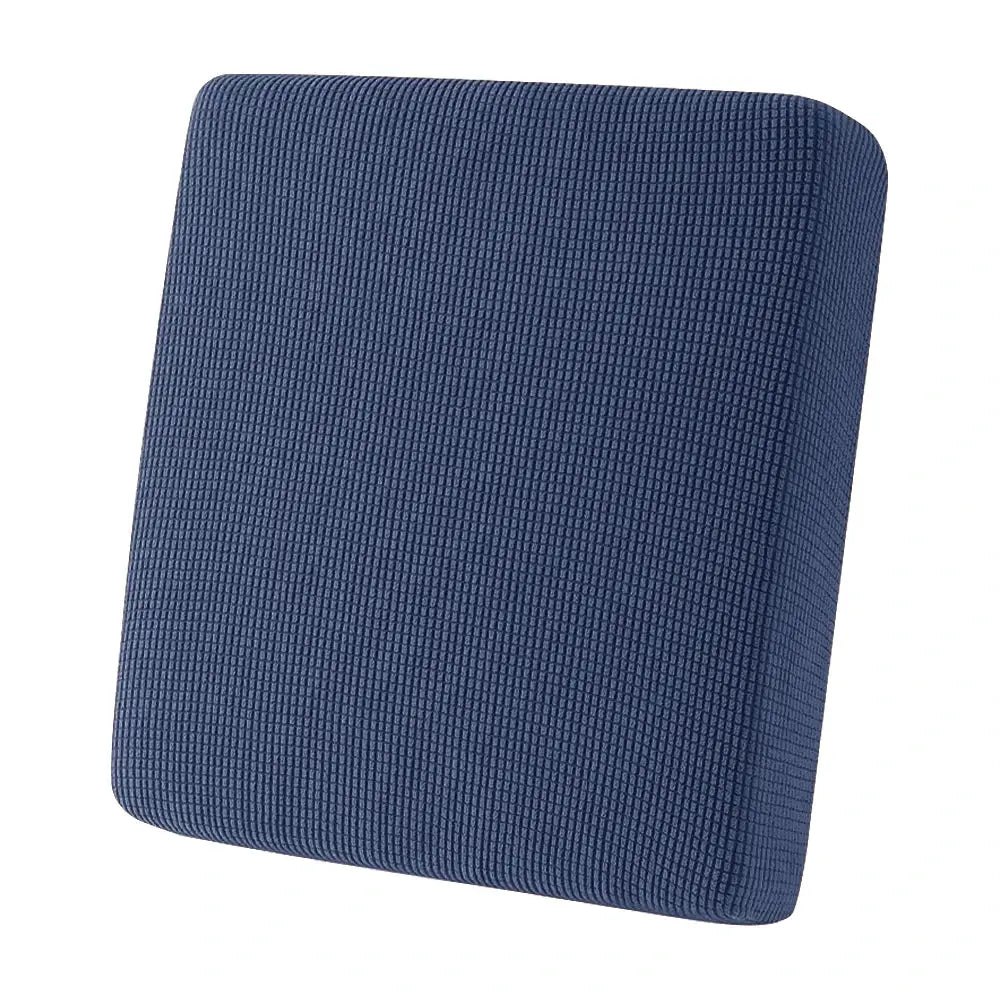 Patio sofa cushion cover by Simples Market in blue with a waffle pattern