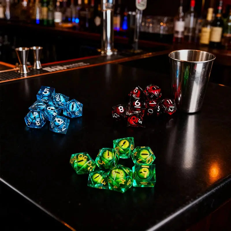 Liquid Core DND Dice Set With Sharp Edge Resin Dice For Dungeons And Dragons RPG D20 D12 D10 D8 D6 D4