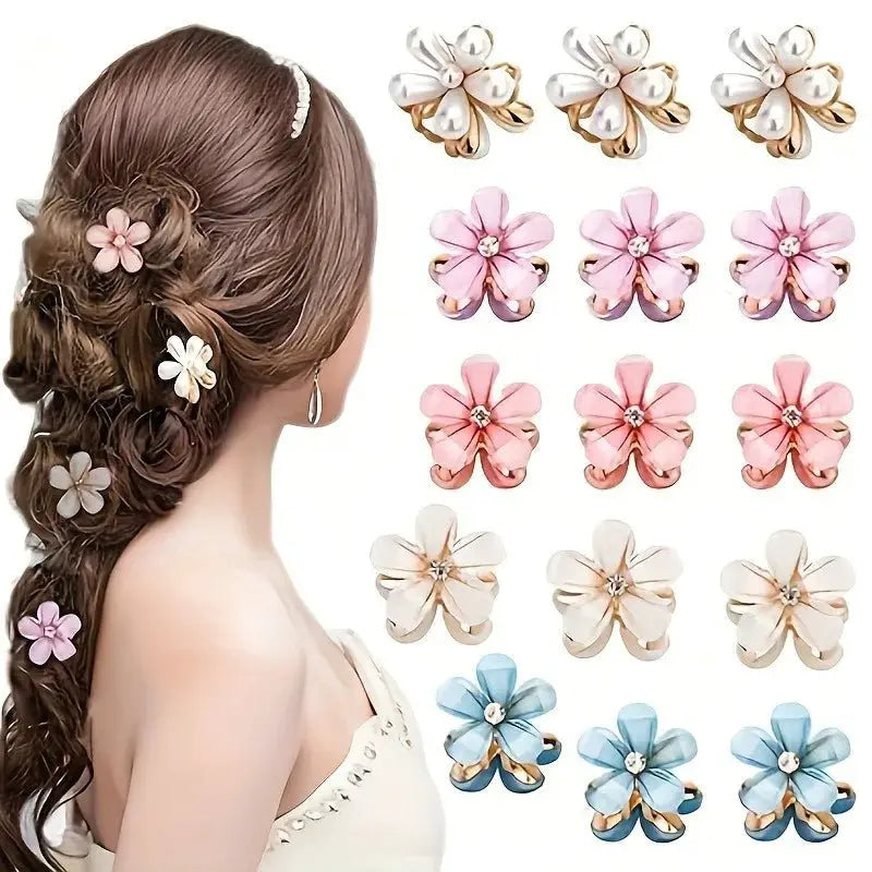 Flower Pearl Mini Hair Grab Clips - Simples Market