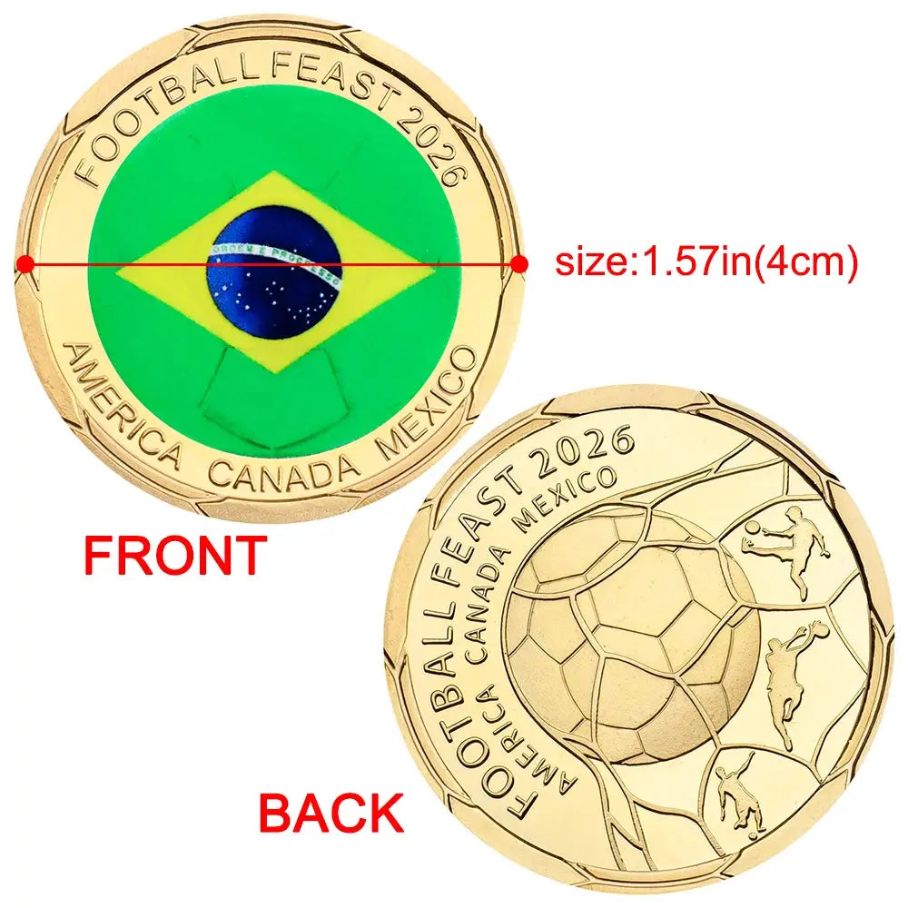 12 Piece Football Commemorative Coin Set in Box 2026 Soccer Souvenirs