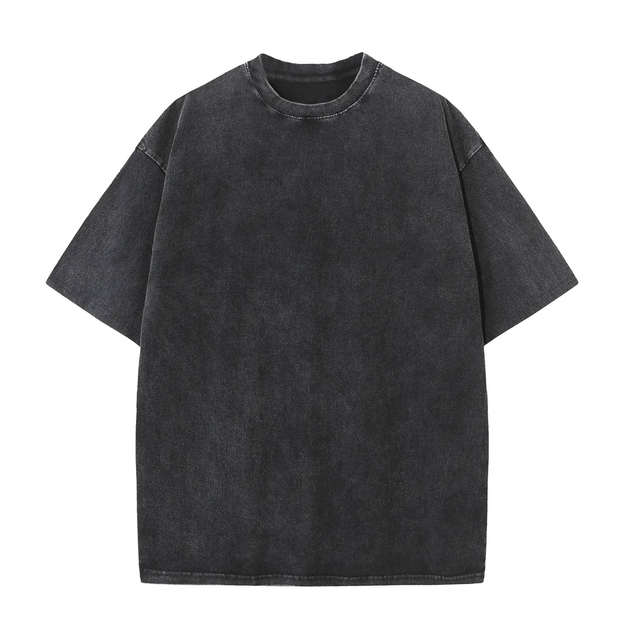 Men's Summer Pure Cotton Distressed Retro Drop Shoulder T Shirt Solid Color Loose Casual Breathable Tops
