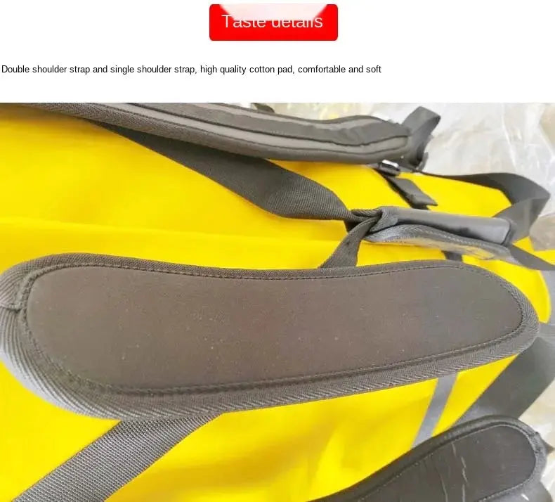 40L-120L waterproof duffle bag, bright yellow with black padded shoulder strap