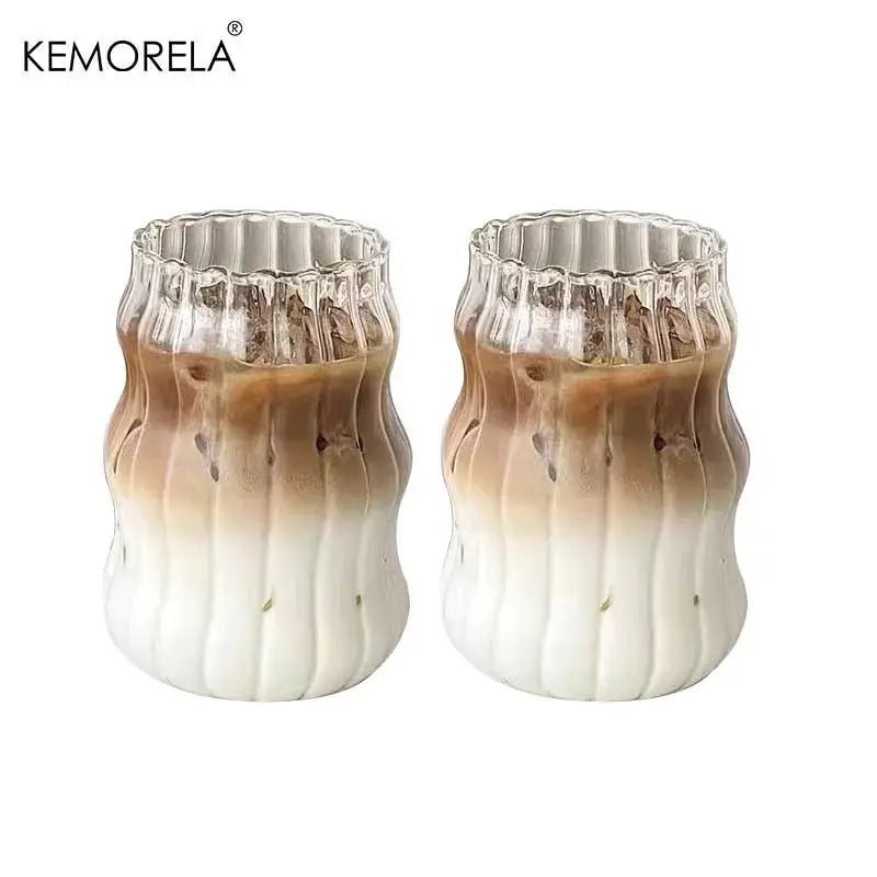INS Style Glass Cup Set 2 4 6 Pieces Heat Resistant Tumbler Drinkware Transparent For Tea Coffee Milk Water