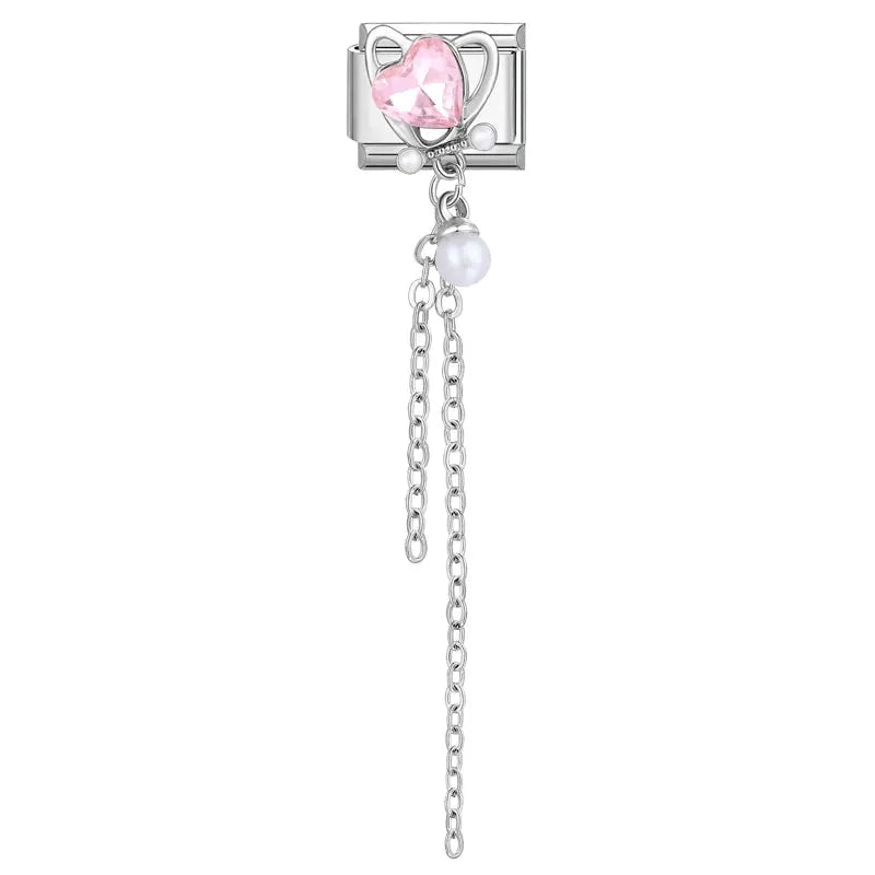 Zircon Moon Cherry Bow Knot Butterfly Heart Star Italian Charm Links For 9mm Bracelet Stainless Steel DIY Jewelry Gifts